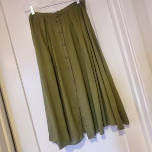 Olive Green ASOS Buttoned Midi Skirt